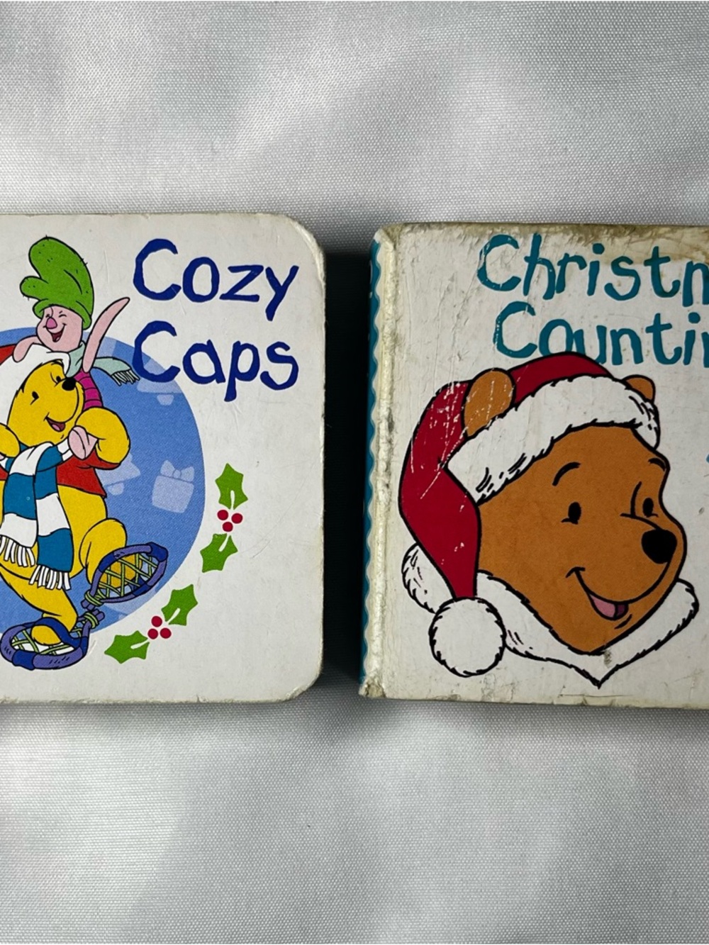 Vintage Winnie The Pooh Christmas Board Books Cozy Caps Counting Disney